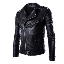 Load image into Gallery viewer, 2019 Men Faux Leather Jackets Autumn Fashion Steampunk Gothic Turn Down Collar Motorcycle Jackets Male Zippers Leather Coat 3XL