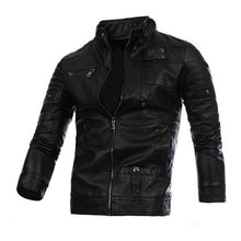 Load image into Gallery viewer, MoneRffi New Men&#39;s Leather Jackets Motorcycle PU Jacket Male Autumn Casual Leather Coats Slim Fit Mens Brand Clothing 2019 Coat